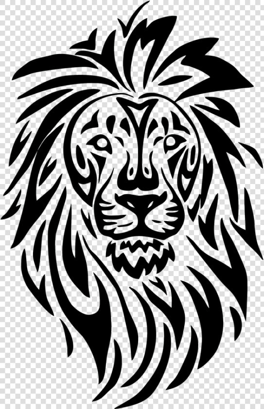 Transparent Lion Head Silhouette Png   Tribal Lion Art  Png DownloadTransparent PNG