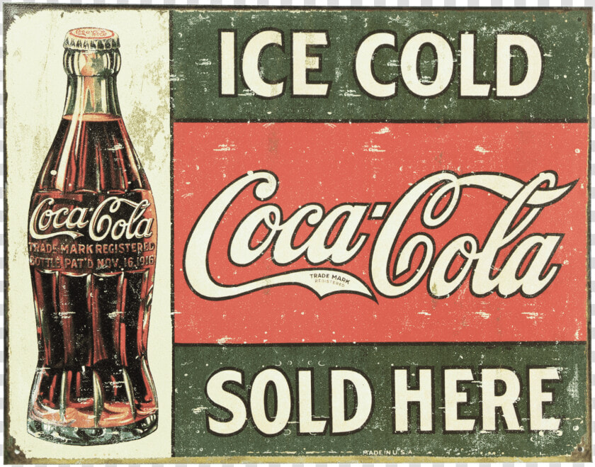 Coca Cola Sold Here Vintage Metal Sign   50s Coca Cola Sign  HD Png DownloadTransparent PNG