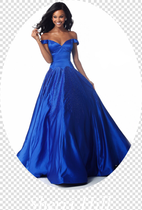 Sherri Hill Blue Off The Shoulder Prom Dress   Png   Royal Blue Sherri Hill Prom Dresses  Transparent PngTransparent PNG