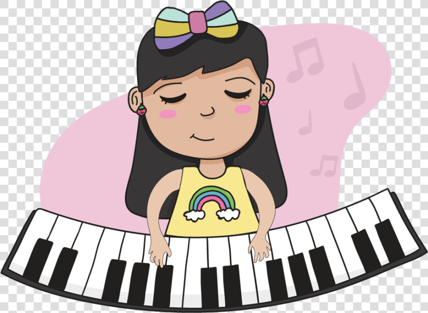 Girl Playing The Piano   Cartoon  HD Png DownloadTransparent PNG