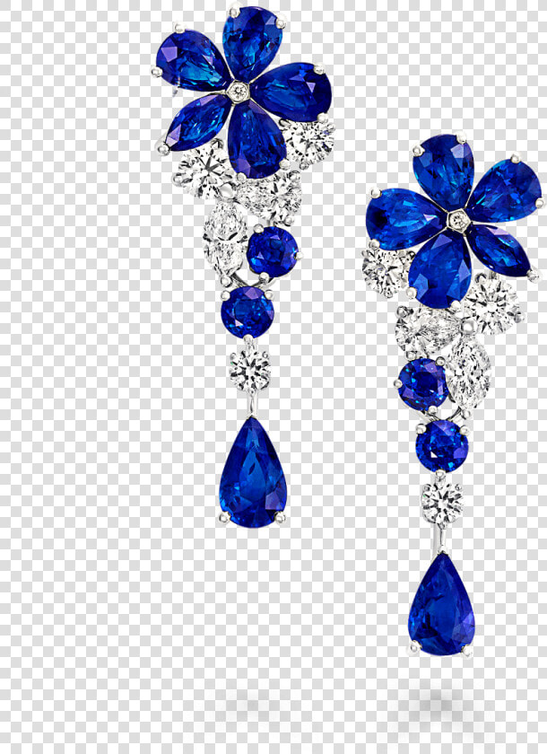 Earring Transparent Blue Flower   Graff Diamonds Emerald Earrings  HD Png DownloadTransparent PNG