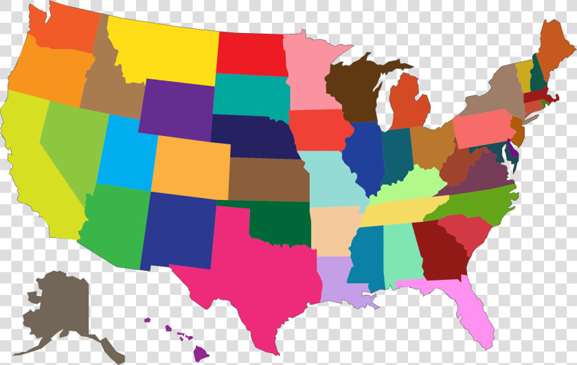 Multicolored United States Map Clip Arts   Transparent United States Map Clipart  HD Png DownloadTransparent PNG