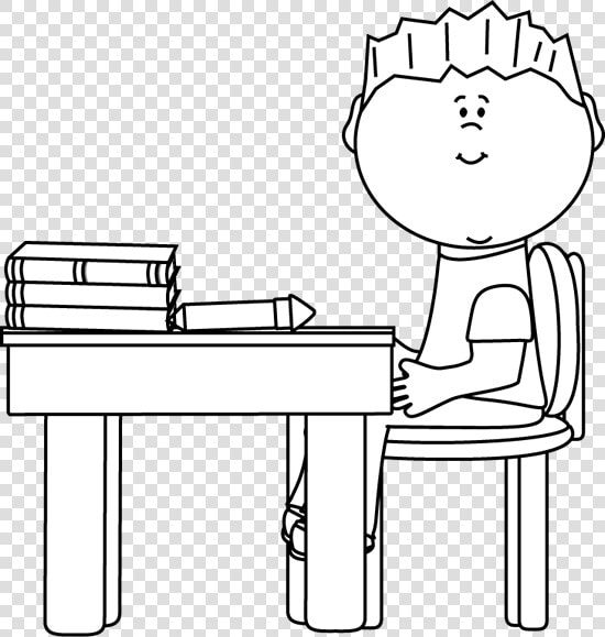 Black And White Black And White Little Boy At School   Doing Homework Clipart Black And White  HD Png DownloadTransparent PNG