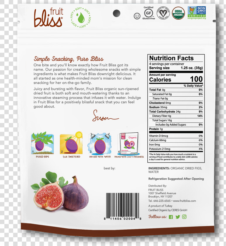 Fruit Bliss Figs   Back Package Dried Fruit  HD Png DownloadTransparent PNG