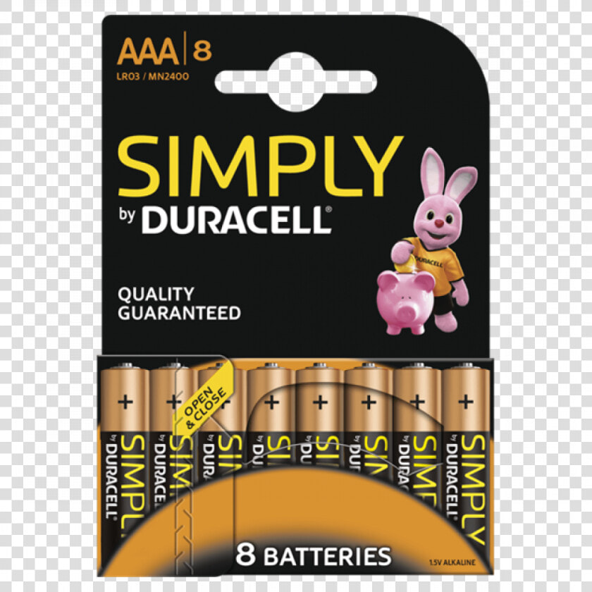 Duracell Simply Aaa Batteries  mn2400b8simply  Carded   Simply Duracell Aaa Batteries  HD Png DownloadTransparent PNG