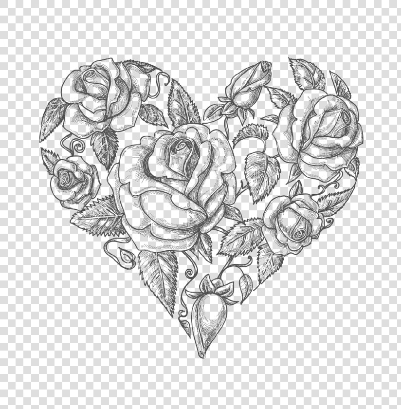 Rose Tattoo Clipart Vintage Rose   Mothers Day Cards Sketch  HD Png DownloadTransparent PNG