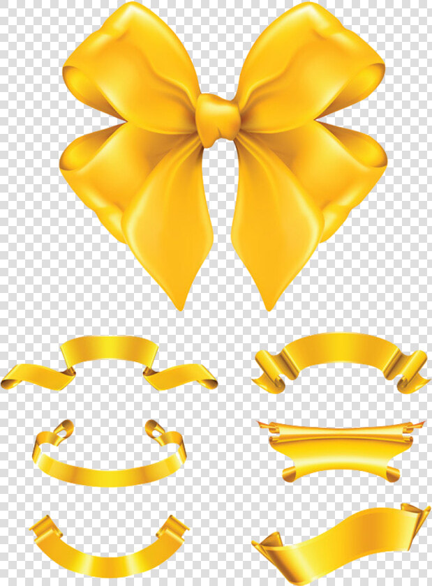 Gold Ribbon Bow   Yellow Ribbon  HD Png DownloadTransparent PNG