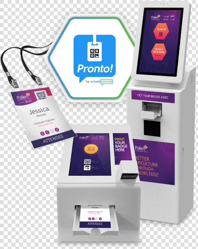 Pre registration Badge Kiosk Printing Arriving On Event   Registration Kiosk Event Badge  HD Png DownloadTransparent PNG