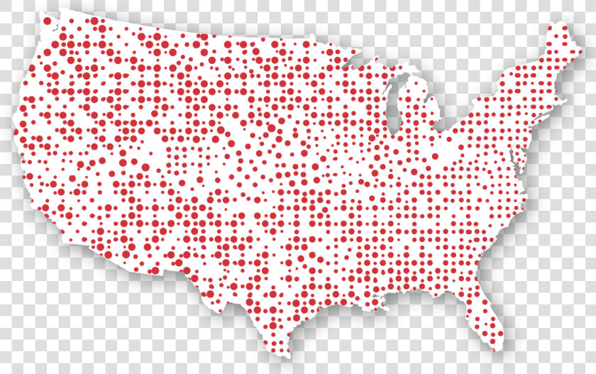 Us Map With Red Dots All Across Showing Americans With   List Of Tv Markets  HD Png DownloadTransparent PNG