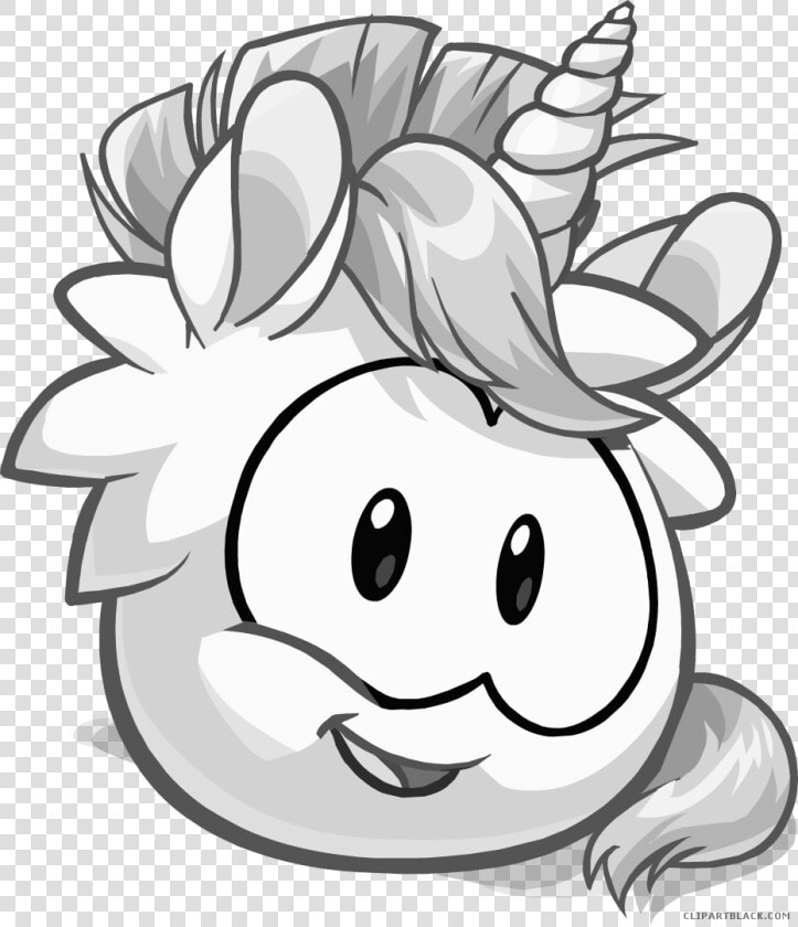 Cute Unicorn Animal Free Black White Clipart Images   Puffles From Club Penguin  HD Png DownloadTransparent PNG