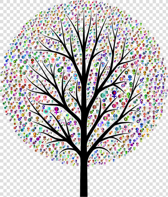 Chromatic Gender Symbols Tree   Handprint Tree Tree Happy Fathers Day  HD Png DownloadTransparent PNG