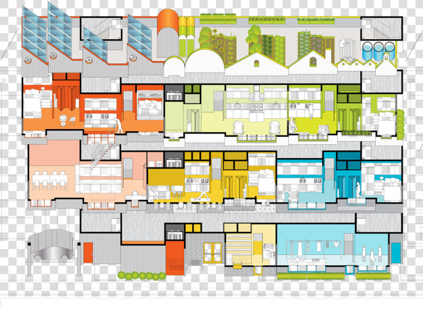 Detail  Living Spaces In East Block  Interior 90˚ Planometric  HD Png DownloadTransparent PNG