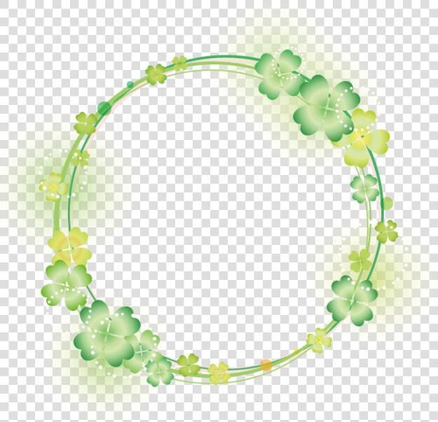  四つ草  leaf  watercolor  handpainted  green  frame  mask   オーロラネックレス  HD Png DownloadTransparent PNG