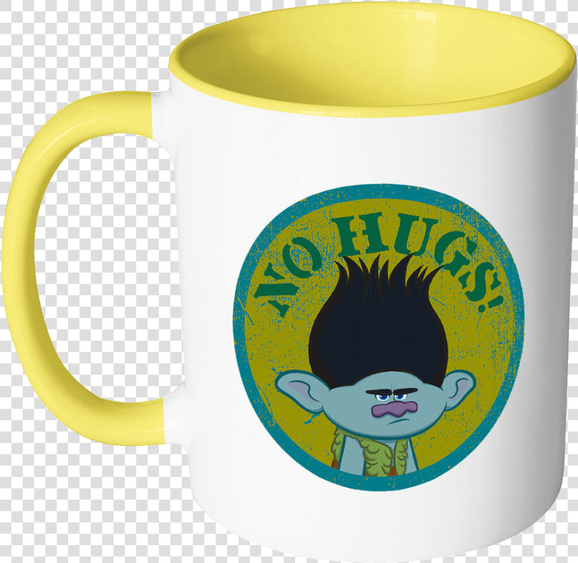 Dreamworks Trolls No Hugs Branch Mugs Accent Mug Black   Trolls Branch T Shirt  HD Png DownloadTransparent PNG