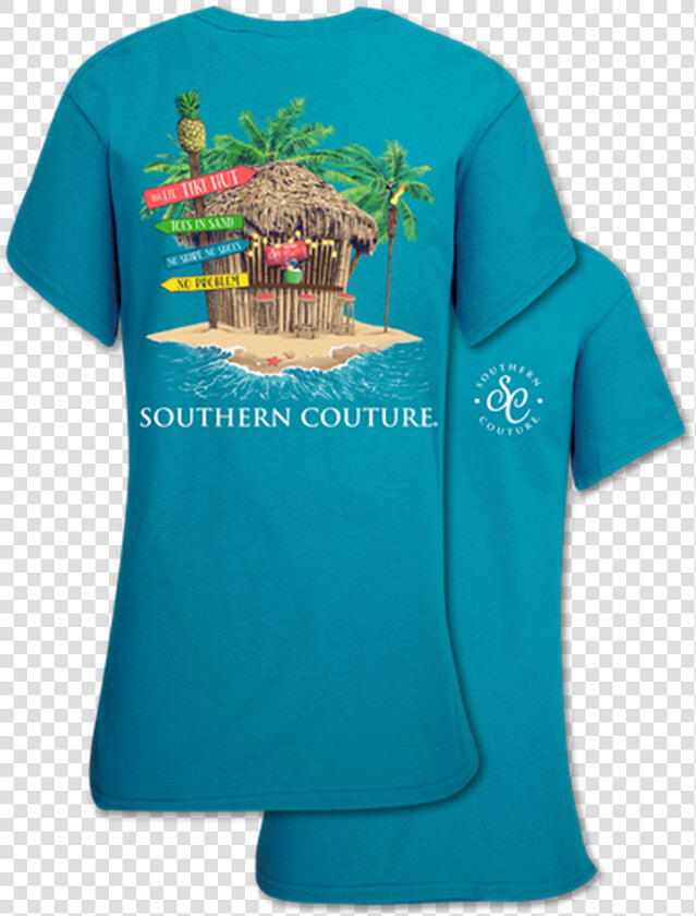 Southern Couture Tiki Hut Tropical Blue   T shirt  HD Png DownloadTransparent PNG