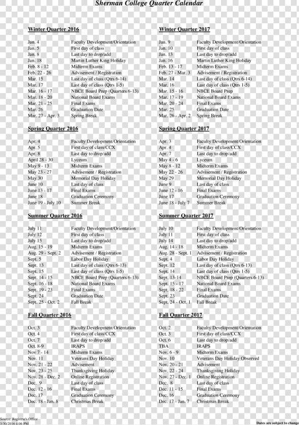 College Quarterly Calendar Main Image   College Quarter Calendar  HD Png DownloadTransparent PNG