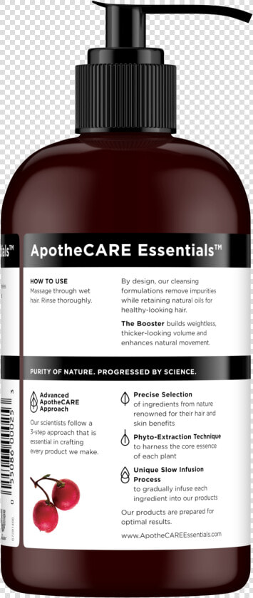 Back Of Shampoo Apothecare Essentials™ The Booster   Apothecare Essentials The Booster Shampoo  HD Png DownloadTransparent PNG