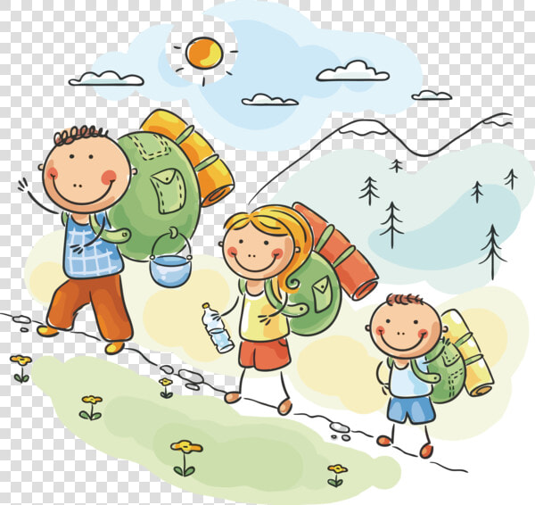 Transparent Family Day Cartoon Child Playing With Kids   Family Hiking Cartoon  HD Png DownloadTransparent PNG