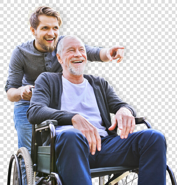 Senior Man With His Son   Wheelchair  HD Png DownloadTransparent PNG