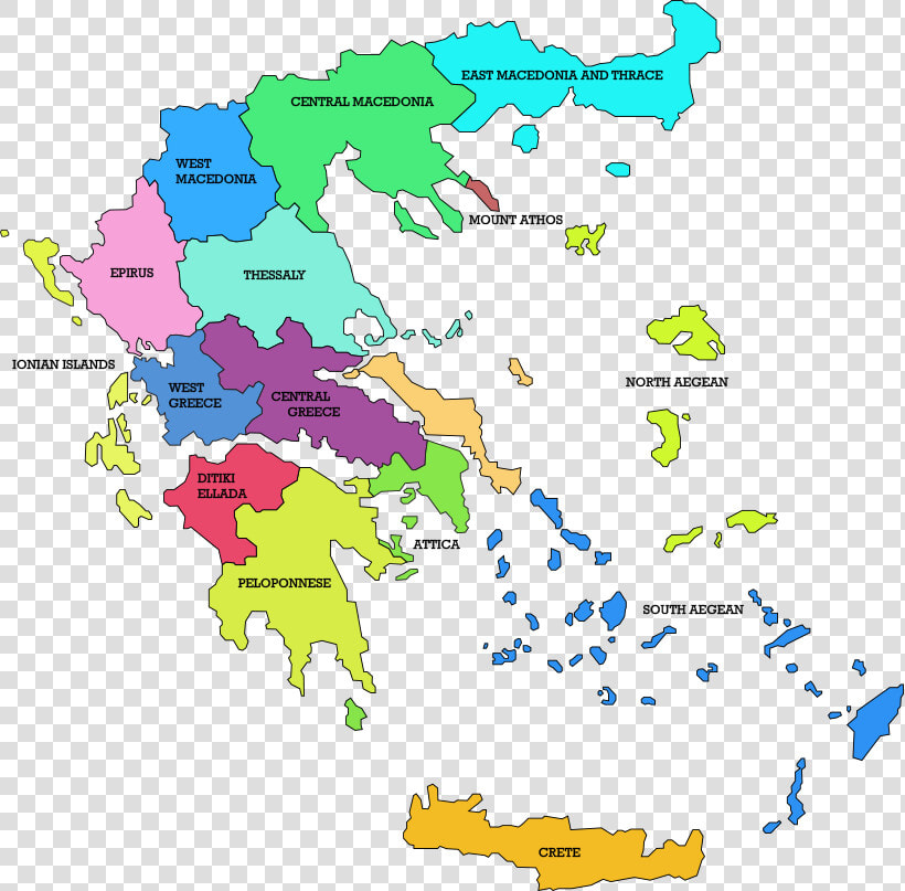 Map Of Greece   Regional Map Of Greece  HD Png DownloadTransparent PNG