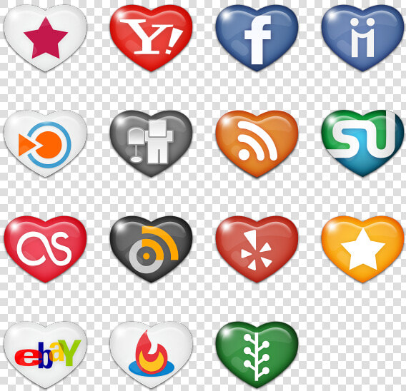 Transparent Social Media Icon Pngs   Heart Shape Social Media Icons Png  Png DownloadTransparent PNG