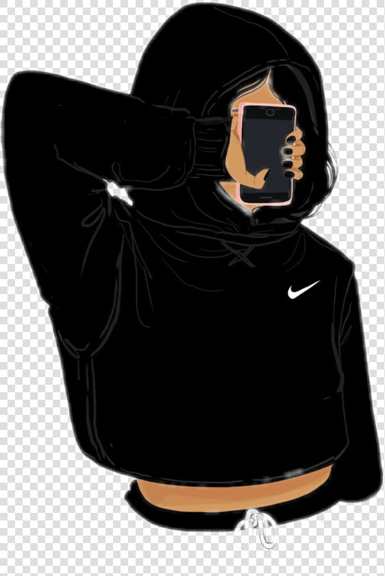 Tumblr Tumblrgirl Nike Black Draw Lower Price With   Black Tumblr Girl Drawings  HD Png DownloadTransparent PNG