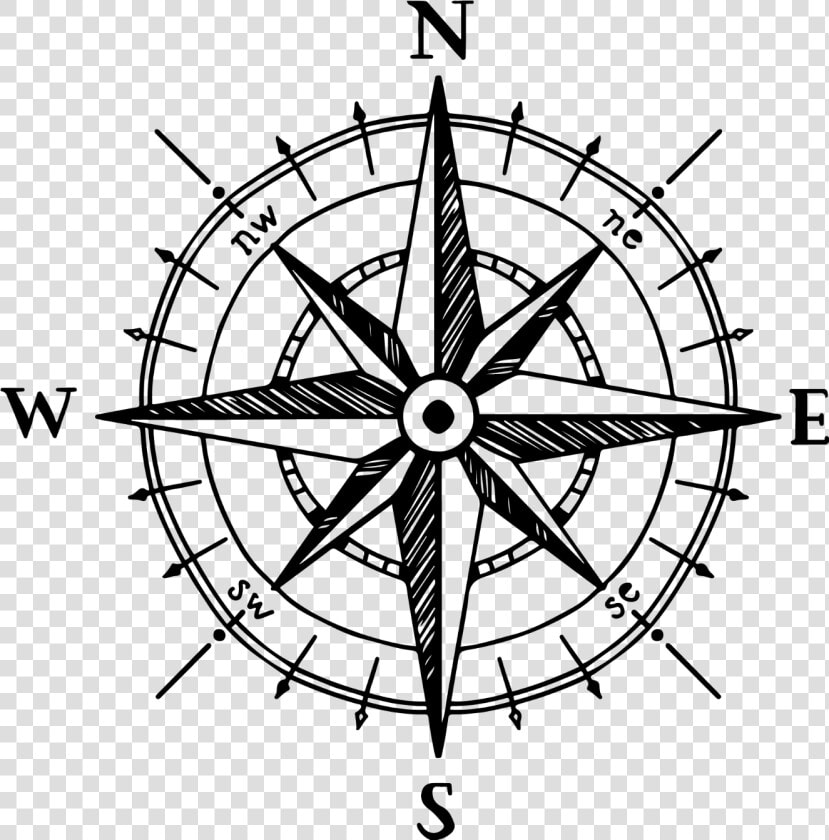 Compass Drawing Black North South East West Overlay   Compass Rose Png  Transparent PngTransparent PNG