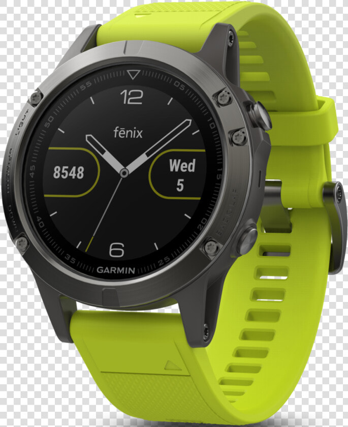 Fenix 5 Slate Gray With Amp Yellow Band Multisport   Garmin Fenix 5 Armband  HD Png DownloadTransparent PNG