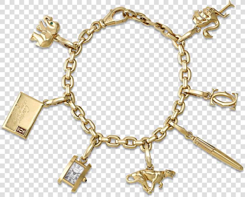 Cartier 18k Gold Charm Bracelet   Cartier Gold Charm Bracelet  HD Png DownloadTransparent PNG