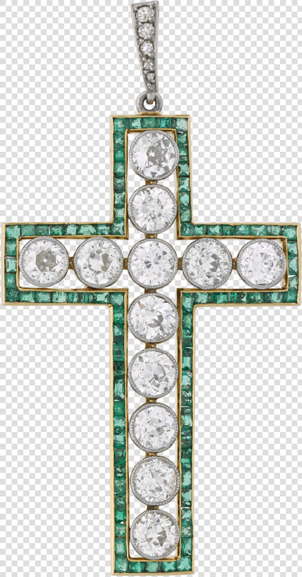 Diamond And Emerald Cross Pendant   HD Png DownloadTransparent PNG