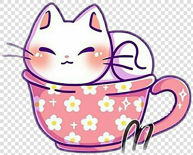  kawaii  cute  kitty  cat  kitten  teacup  whitecat   Cute Kawaii Cat Drawing  HD Png DownloadTransparent PNG