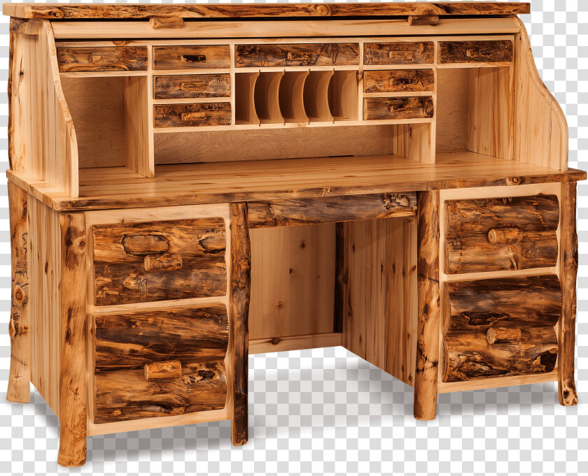 Rustic Log Roll Top Desk  HD Png DownloadTransparent PNG