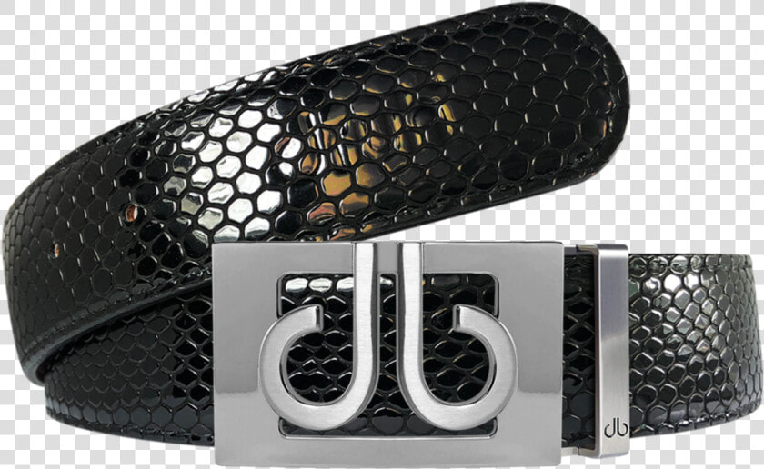 Black Snakeskin Textured Leather Belt With Silver Thru   Belt  HD Png DownloadTransparent PNG