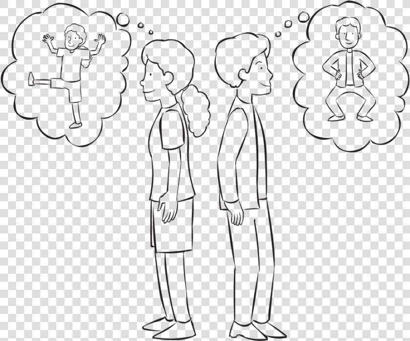 Two People Standing Back To Back Thinking Of Two Different   Line Art  HD Png DownloadTransparent PNG