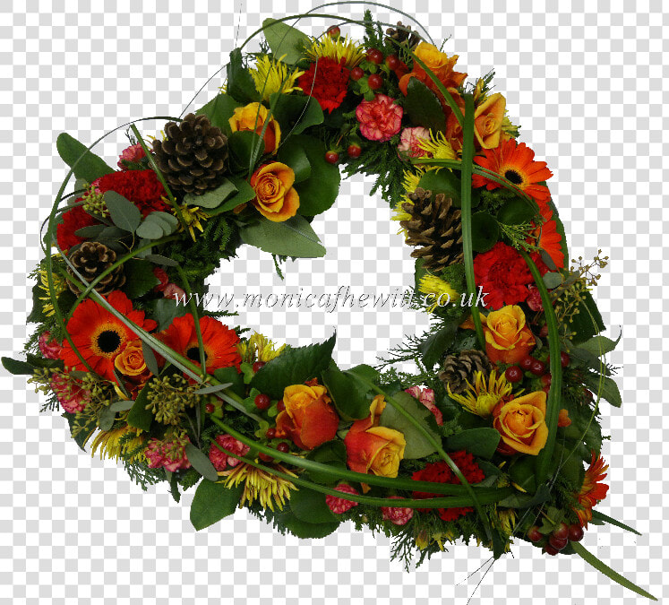 Autumn Pine Open Heart Funeral Flowers   Wreath  HD Png DownloadTransparent PNG