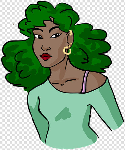 Black Woman  Black Lady  Green Hair  Fashion  Lady   Cartoon  HD Png DownloadTransparent PNG