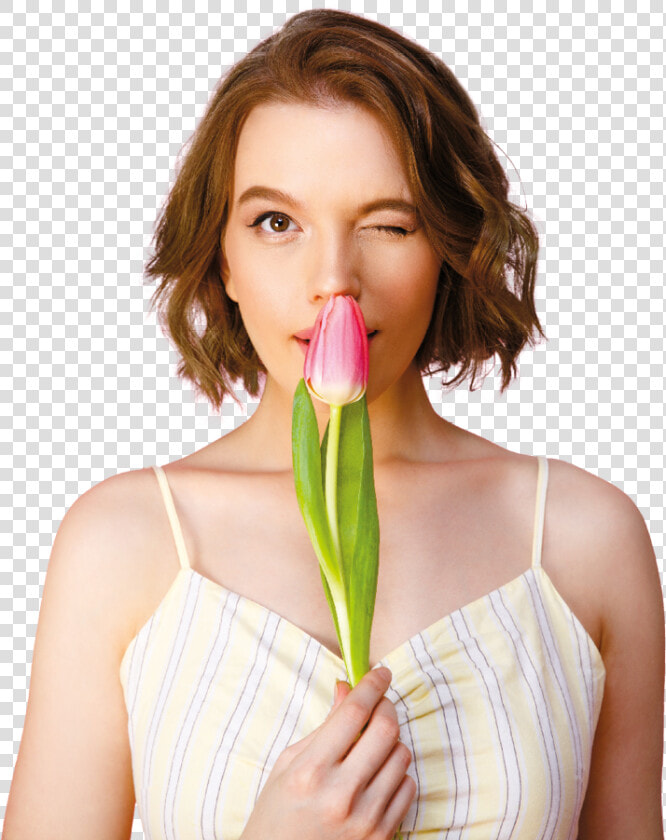 Girl Smell Flower Png  Transparent PngTransparent PNG