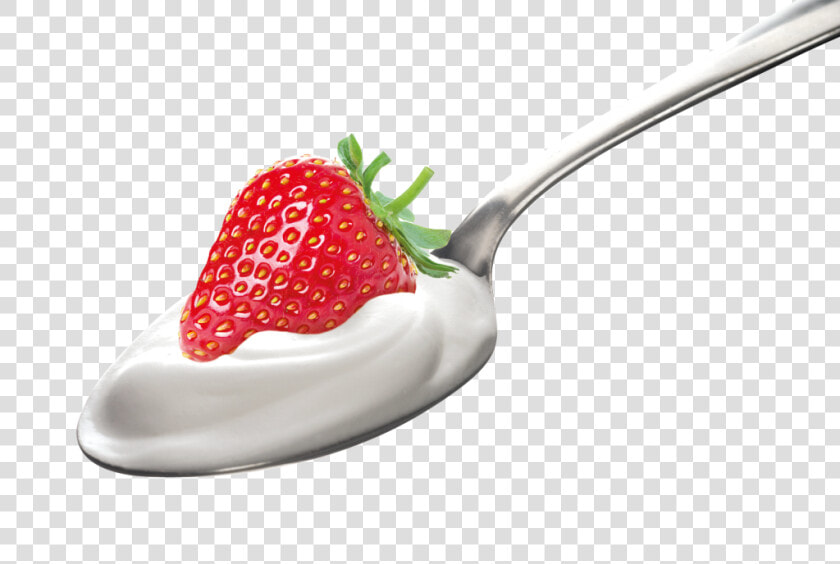 Strawberry With Yogurt Png   Png Download   Strawberry Yogurt On Spoon  Transparent PngTransparent PNG