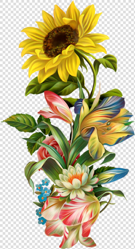 Victorian Flowers  Bunt  Sunflower Art  Sunflower Clipart    Sunflower Art  HD Png DownloadTransparent PNG