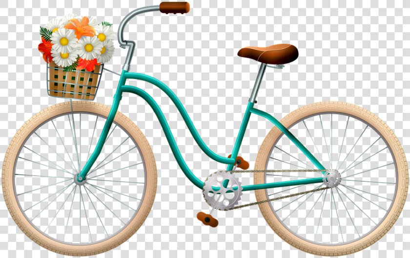 Bicicleta  Cesta Con Flores  Mujer De Bicicletas   Bicycle With Flower Basket Png  Transparent PngTransparent PNG