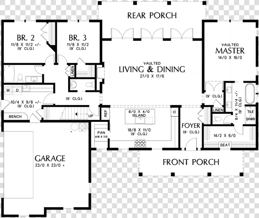 Main Floor Plan Image For Mascord Carywood Sought After   Farmhouse Style House Plan 3 Beds 2 50 Baths 2086 Sq  HD Png DownloadTransparent PNG