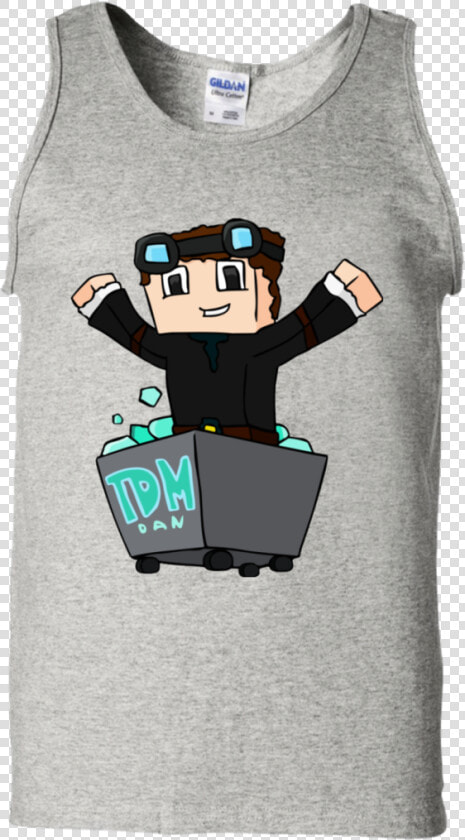 Dantdm The Diamond Minecart Tank Top Ash S Class   T shirt  HD Png DownloadTransparent PNG