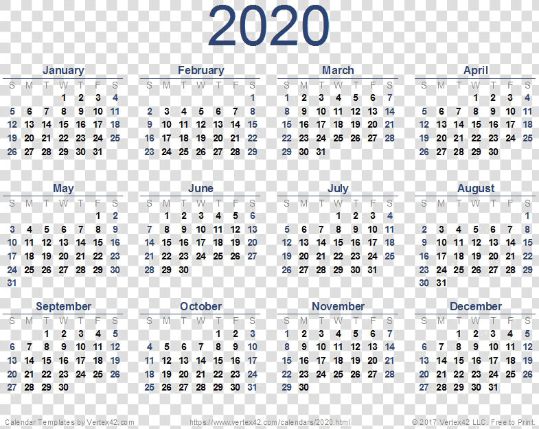 2020 Calendar Png Download Image   Free Printable 2020 Calendar  Transparent PngTransparent PNG