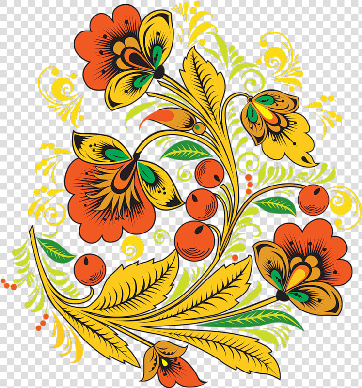 Russian Flower Bunch Pattern Clipart   Png Download   Russian Folk Art Painting Flowers  Transparent PngTransparent PNG