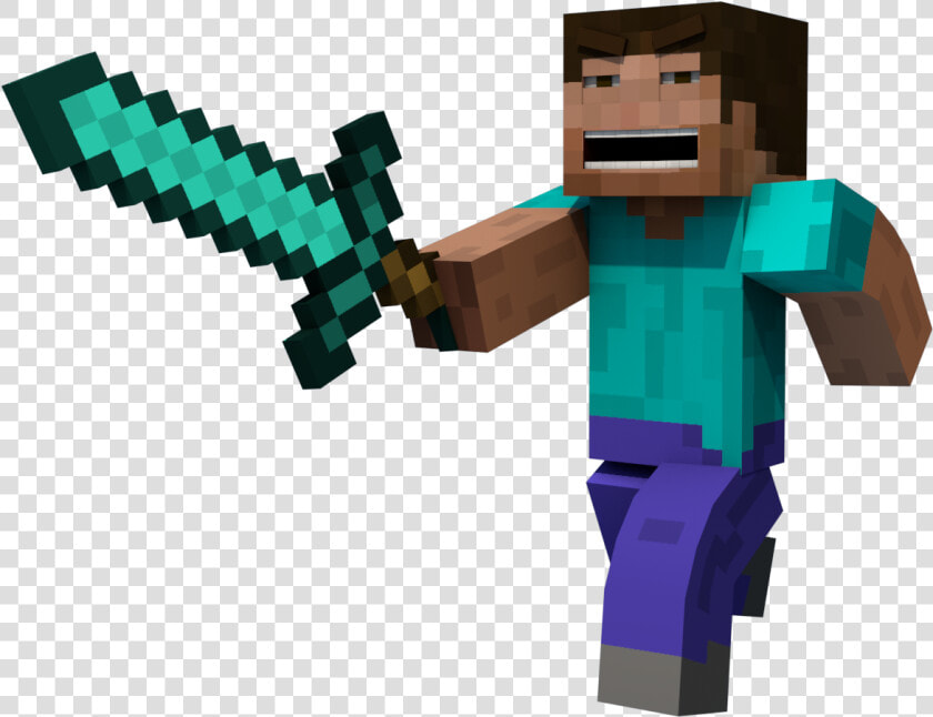 Download Minecraft Free Png Photo Images And Clipart   Minecraft Steve With Diamond Sword  Transparent PngTransparent PNG