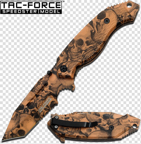 Tan Skull Camo Knife With Blood Groove Data Rimg   Engraved Pocket Knives  HD Png DownloadTransparent PNG