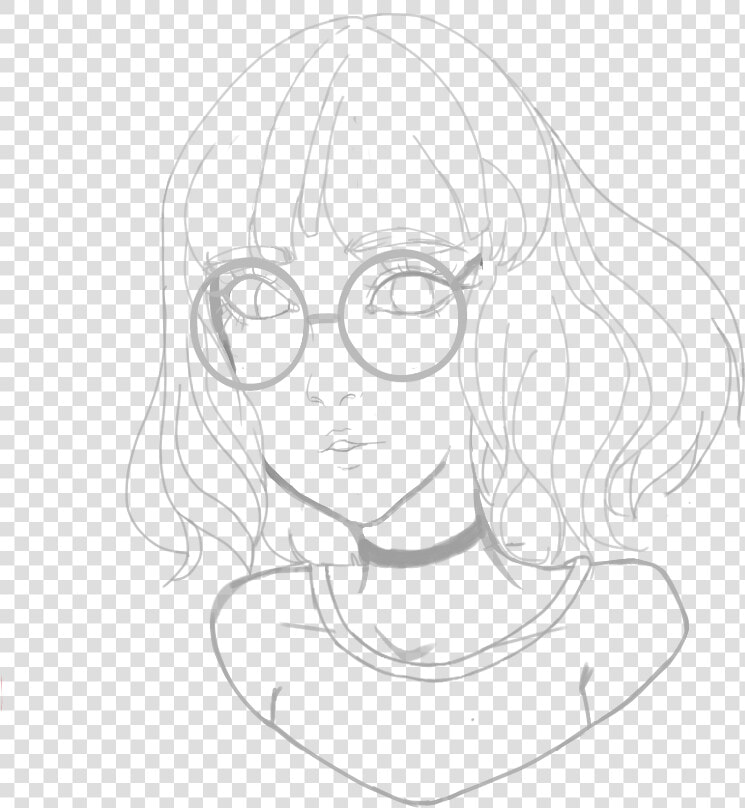 Transparent Anime Lineart Png   Lineart Girl With Glasses  Png DownloadTransparent PNG