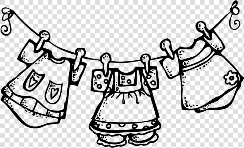 Clipart Clothes On A Clothesline   Black And White Clip Art Clothes  HD Png DownloadTransparent PNG