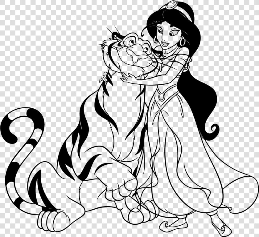 Drawn Tigres Tear   Princess Jasmine And Her Tiger Rajah  HD Png DownloadTransparent PNG