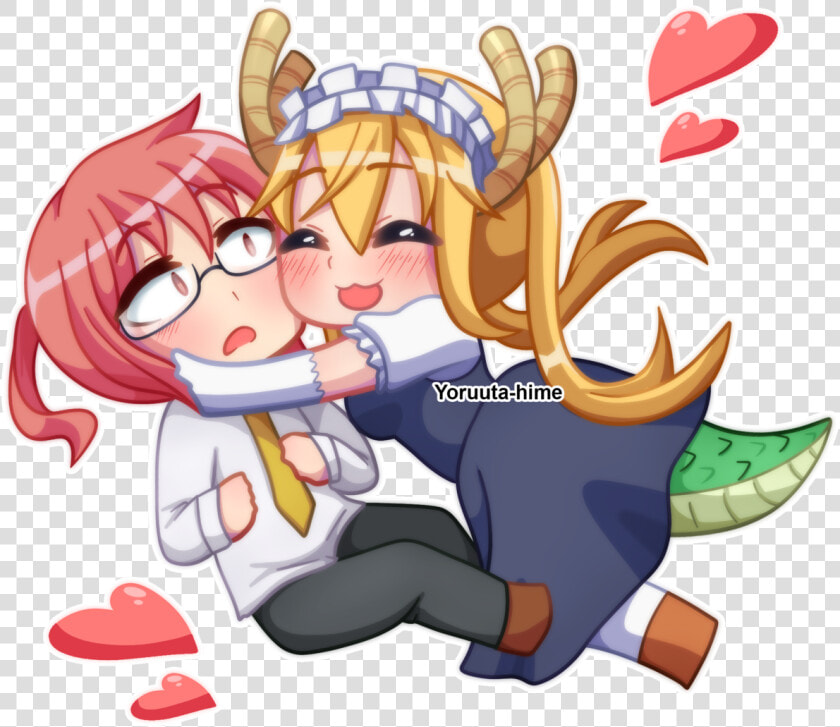 Kobayashi And Tohru   Cartoon  HD Png DownloadTransparent PNG